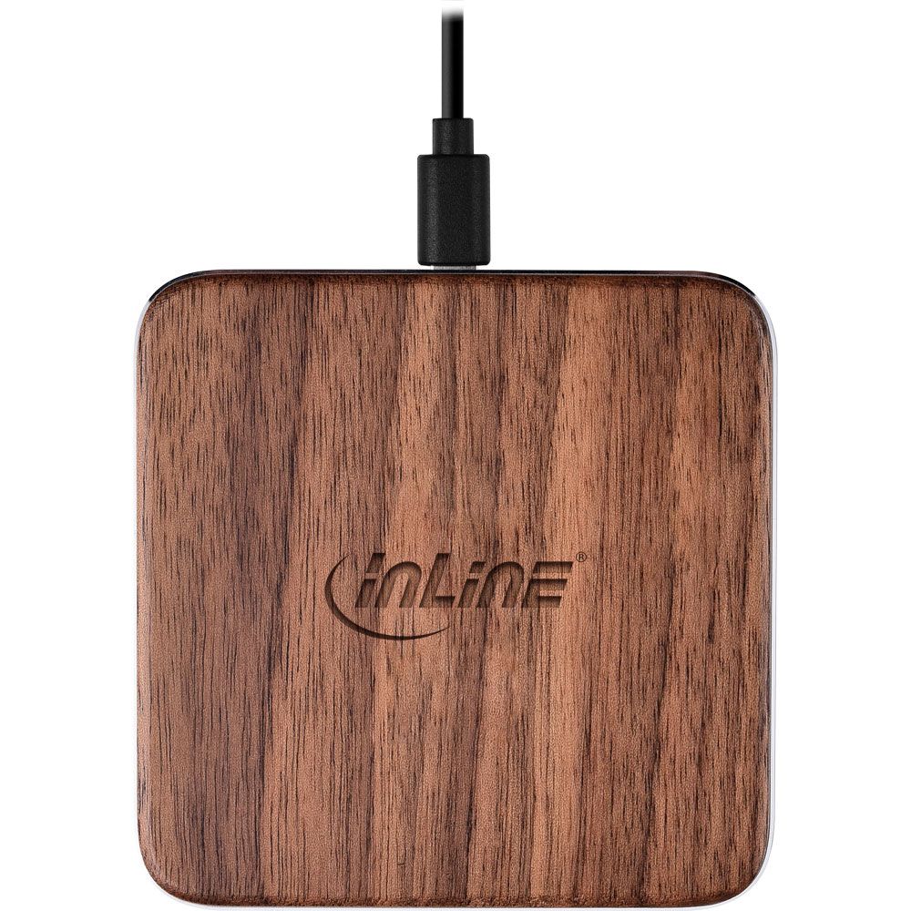 InLine® Qi woodcharge – Wireless Fast Charger Topshot