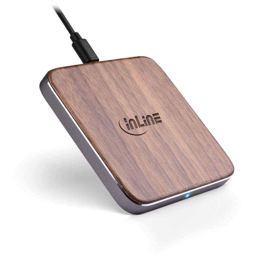 InLine® Qi woodcharge – Wireless Fast Charger Seitenansicht 2
