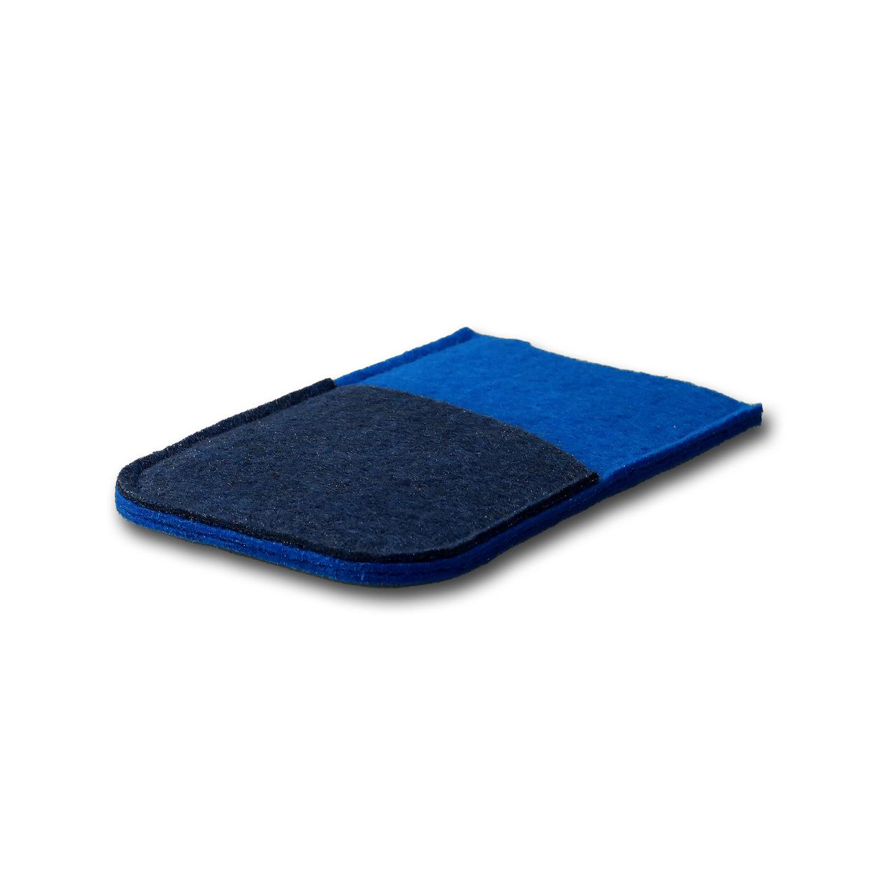 RÅVARE Handyhülle aus Filz für Fairphone 4 mit Fronttasche in meerblau und grau